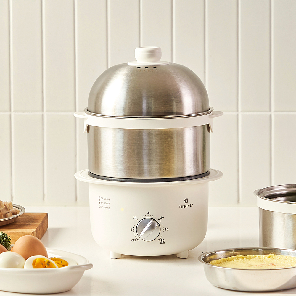 디온리 올스텐 논스틱코팅 2단 계란찜기 30분 타이머 계란삶는기계 고구마 NBE521S
