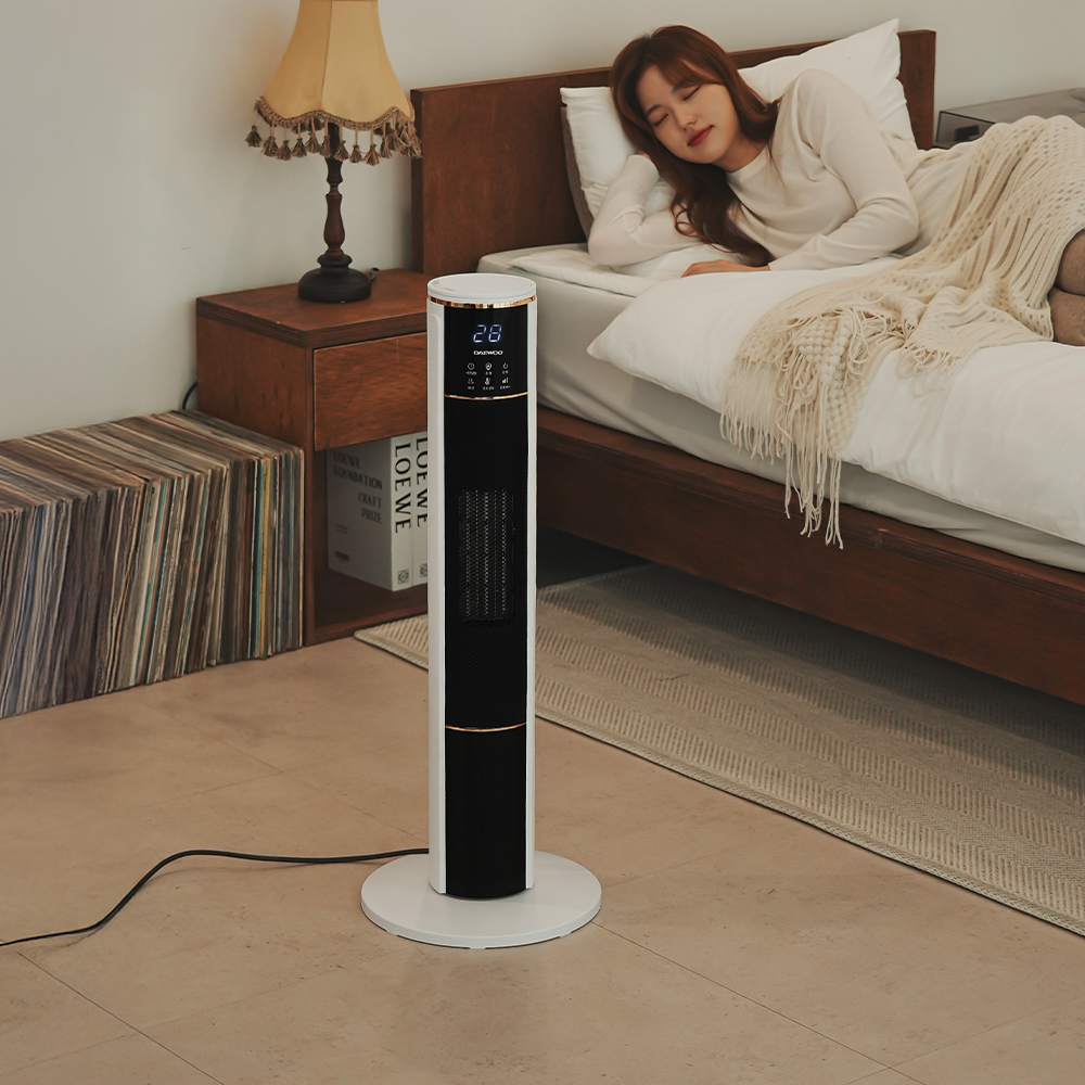가정용 히터 PTC 온풍기 불멍 리모컨 사무실 타워형 난로 PT2033R