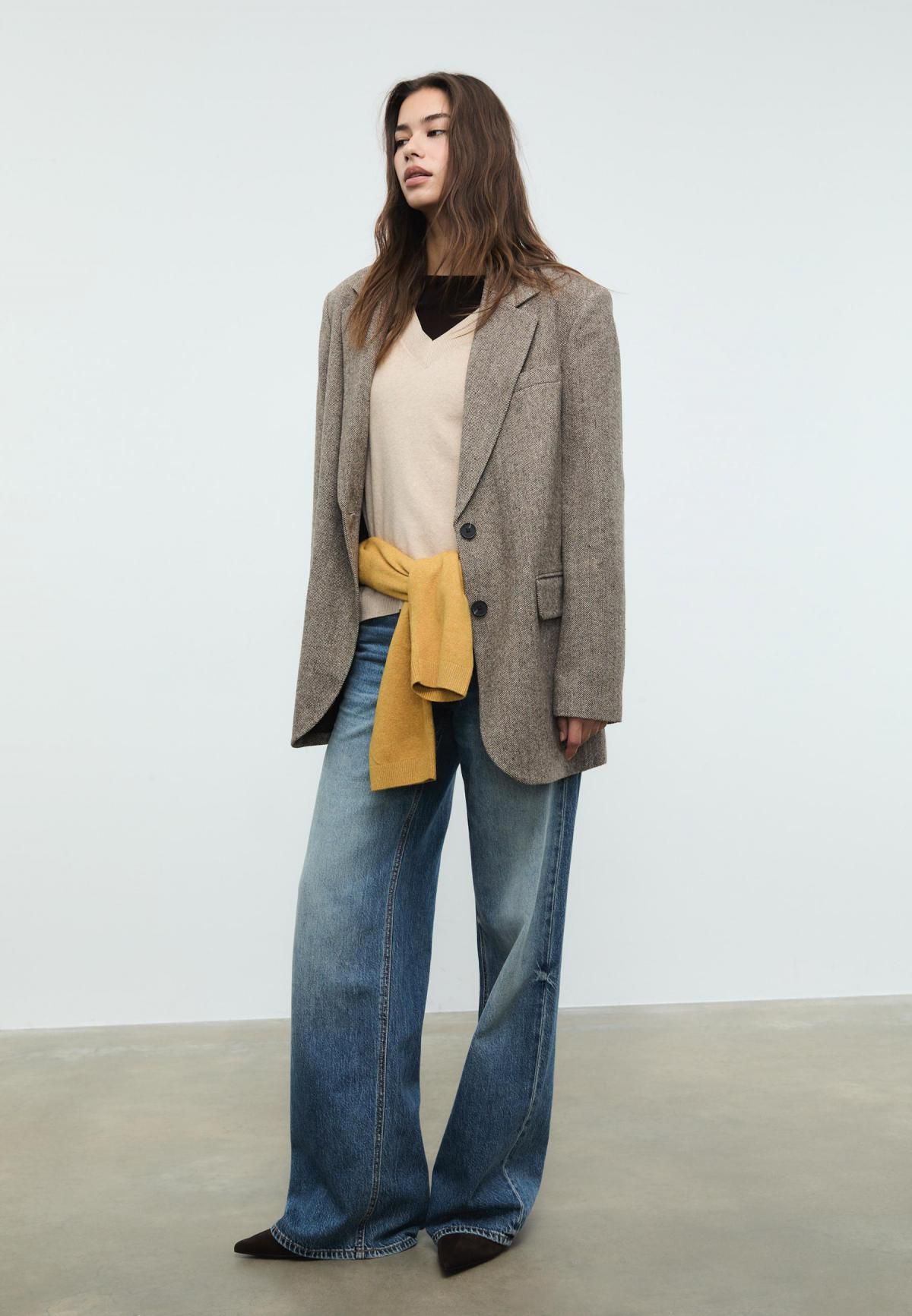 스트라디바리우스 오버핏 테크니컬 펠트 텍스처 블레이저 5948/830 BROWN - 상세 이미지 4