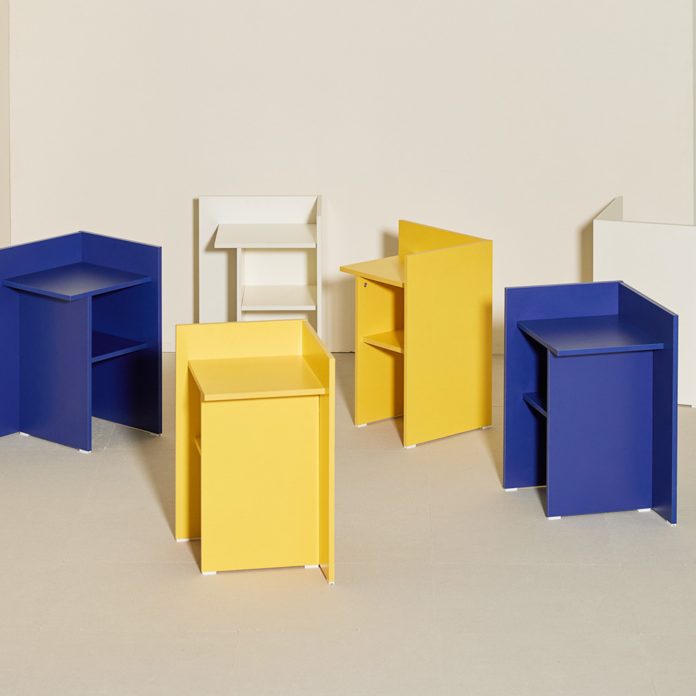 비비디 침대 협탁 거실 선반 틈새 수납장 사이드 테이블 오픈형(좌형), 2단, 비비드 블루