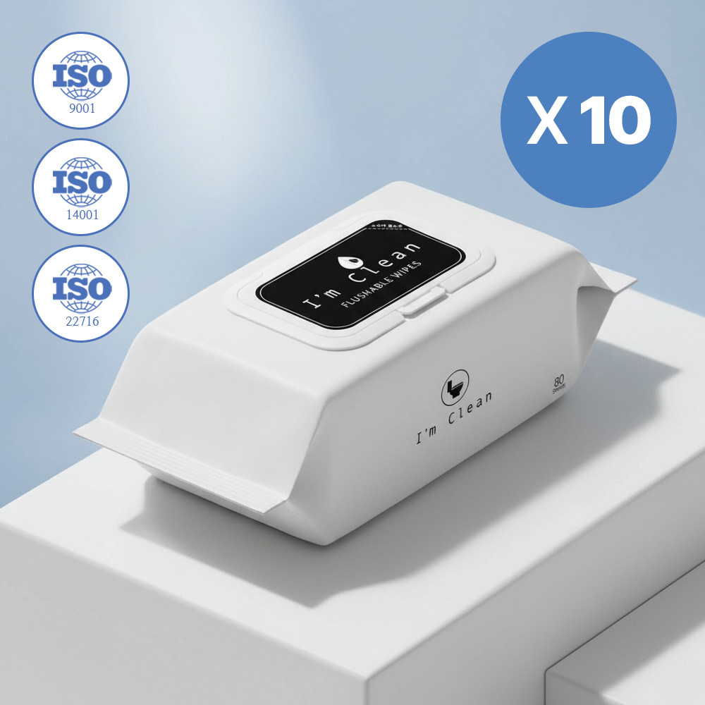 아임클린 비데 물티슈 비데티슈 변기용 80매, 10개