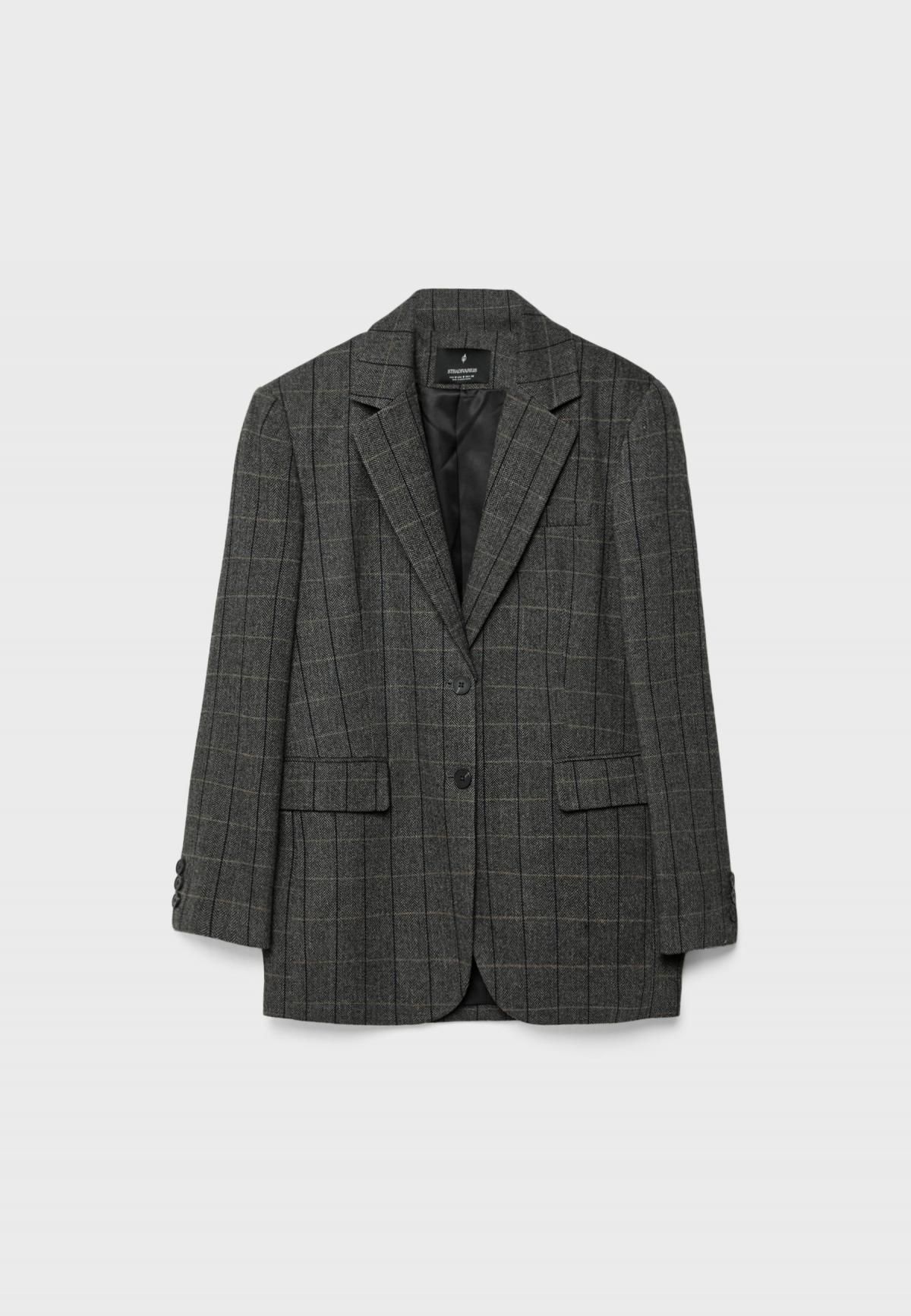 스트라디바리우스 오버사이즈 체크 테크니컬 블레이저 5948/829 DARK GREY - 메인 이미지