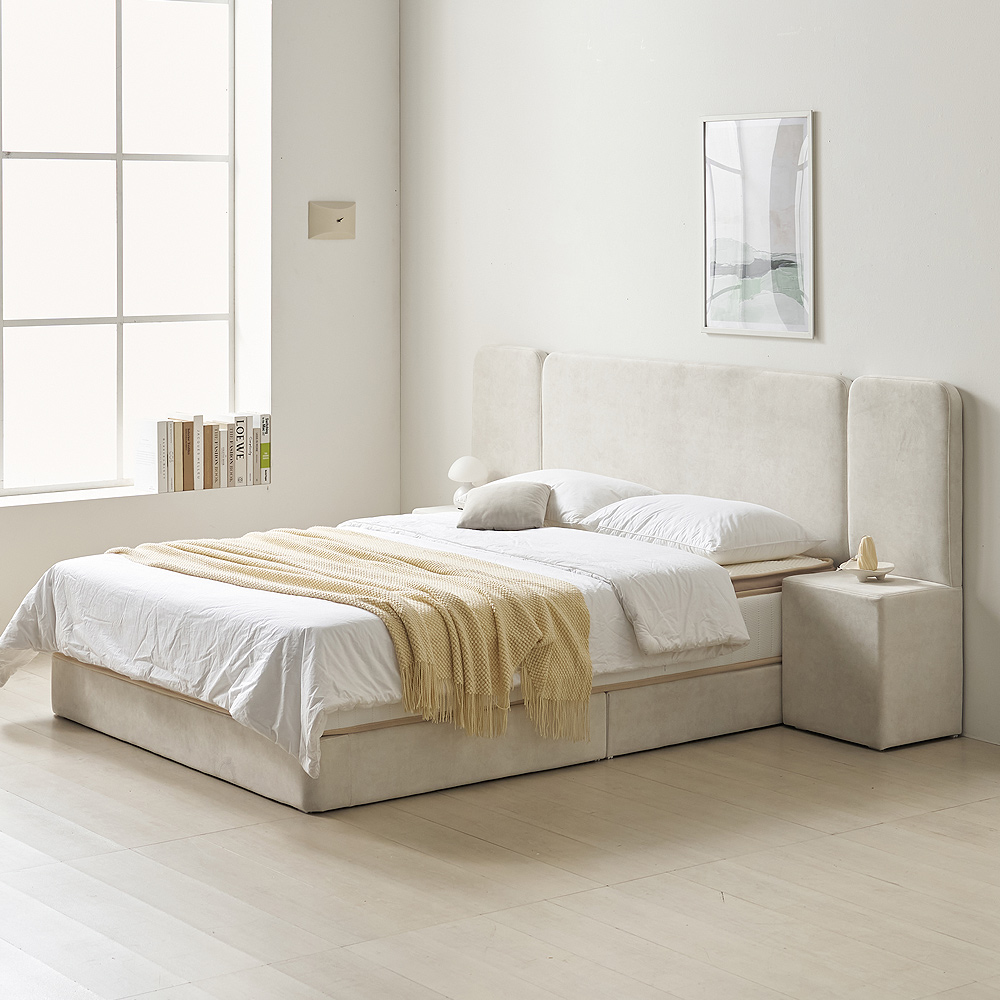 베이론 호텔식 좁은방 신혼 부부 패브릭 호텔 침대프레임 S(싱글), 소프트베이지