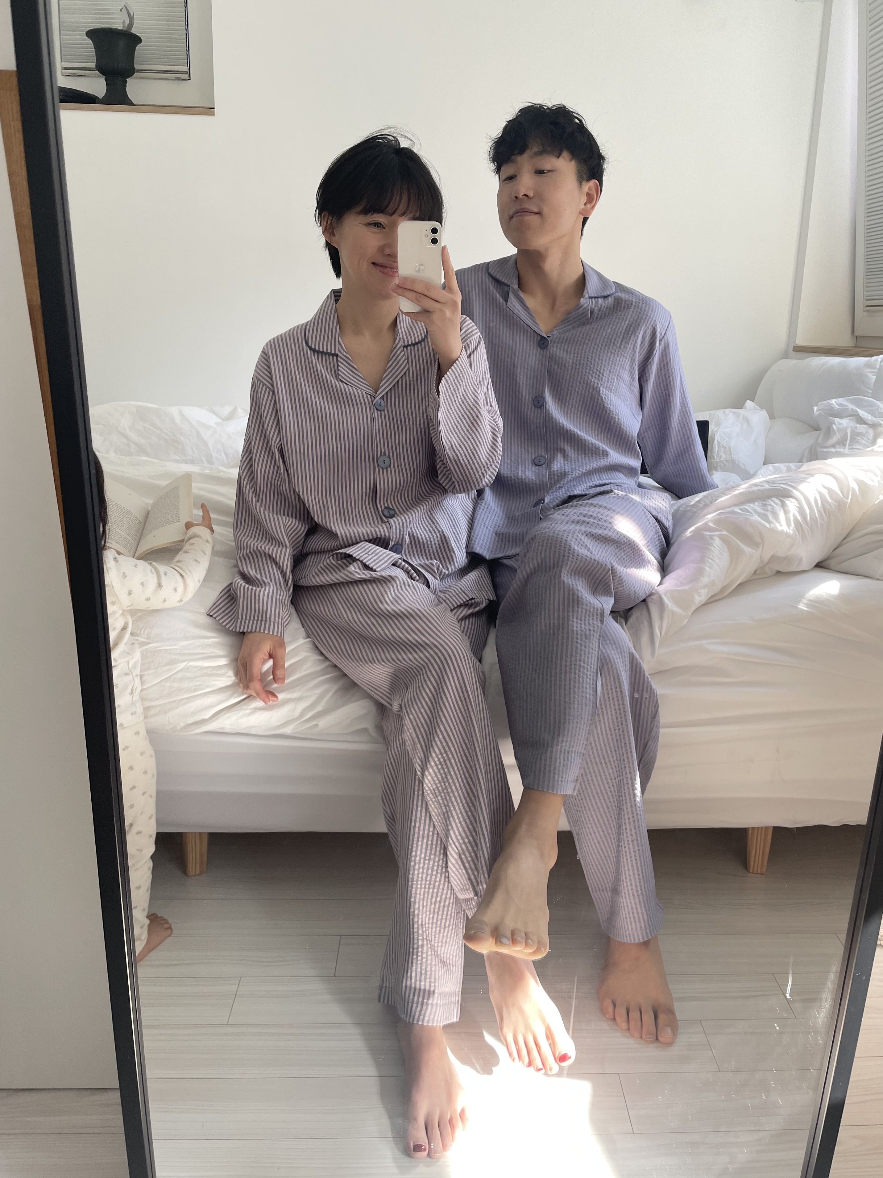 커플잠옷 스트라이프 면 파자마 홈웨어 세트 토미줄 - 상세 이미지 5