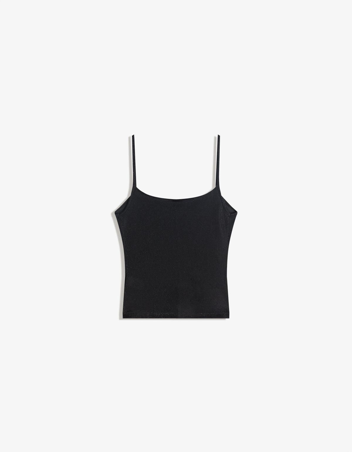 버쉬카 메탈릭 얀 스트랩 민소매 탑 8903/326 BLACK - 상품 이미지