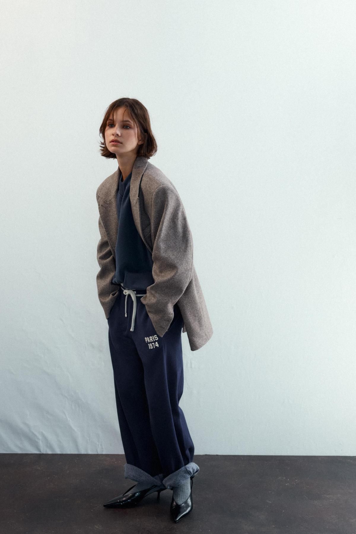 자라 헤링본 테크니컬 숄더패드 테일러드 재킷 1255/723 BROWN / TAUPE - 상세 이미지 4