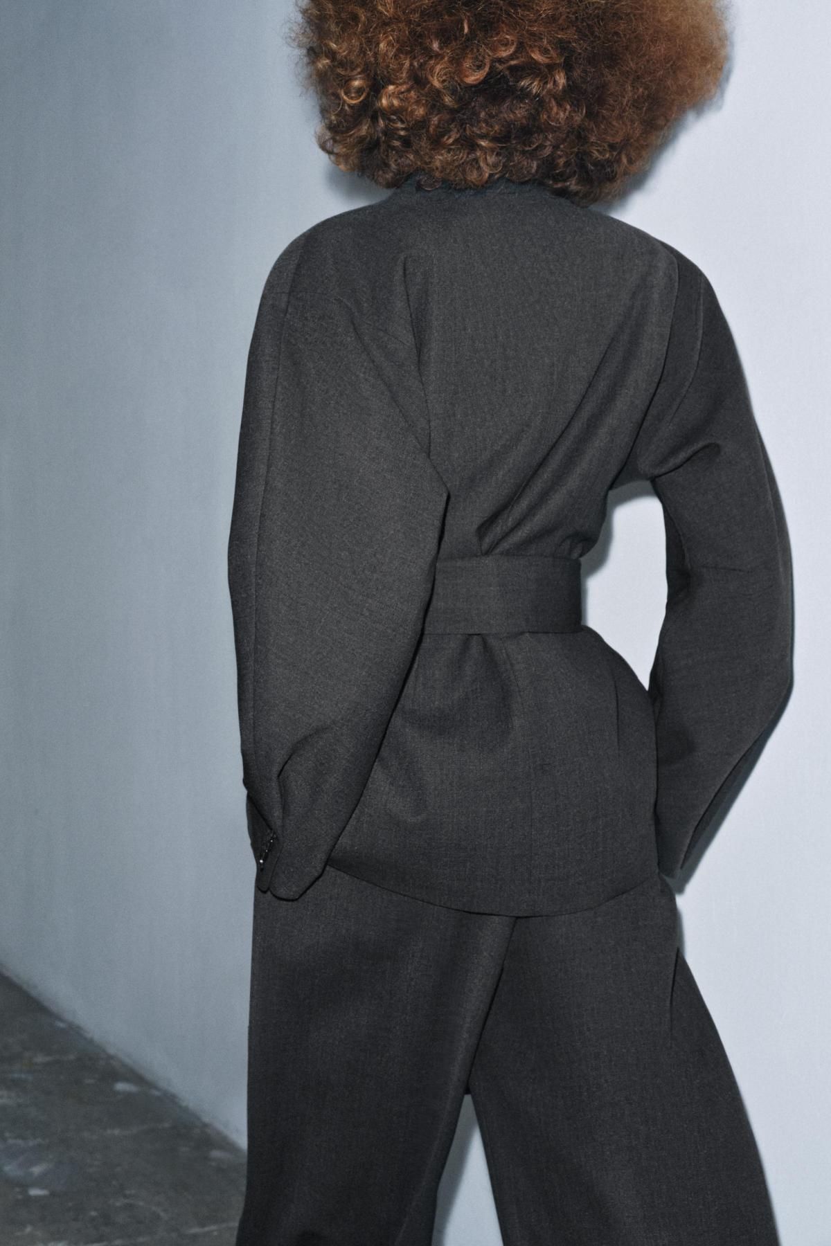 자라 테크니컬 울블렌드 기모노 벨트 재킷 3736/259 DARK GREY - 상세 이미지 5