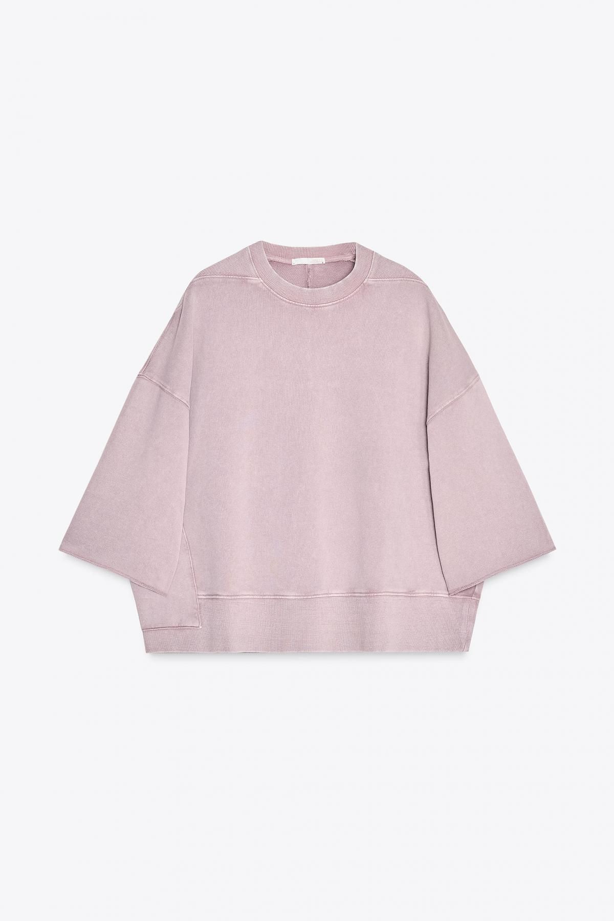 자라 페이디드 코튼 스웨트셔츠 3253/345 DUSTY PINK - 상품 이미지