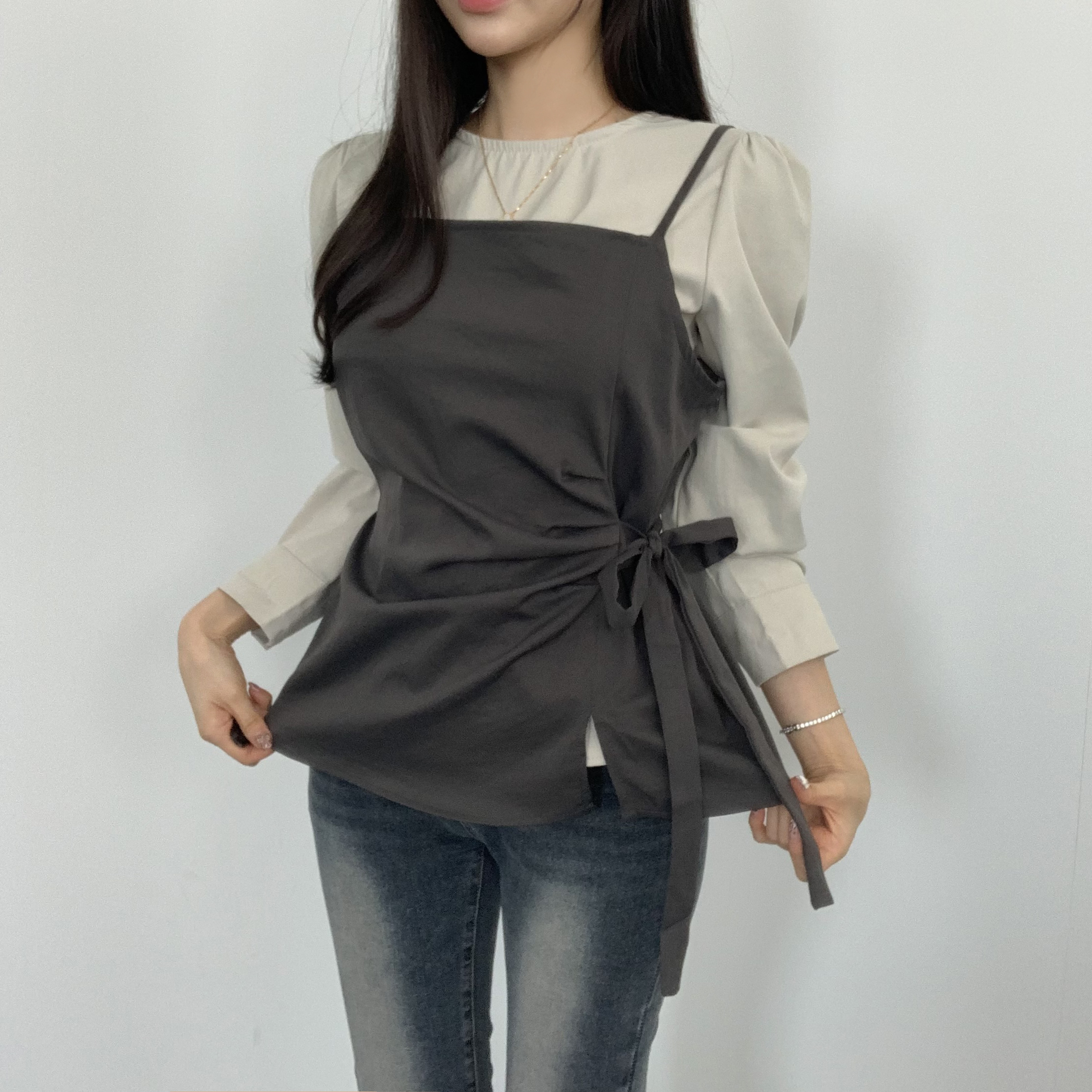 여성 뷔스티에 세트 탑 코디 블라우스 올드머니룩 결혼식하객룩 이미지 6
