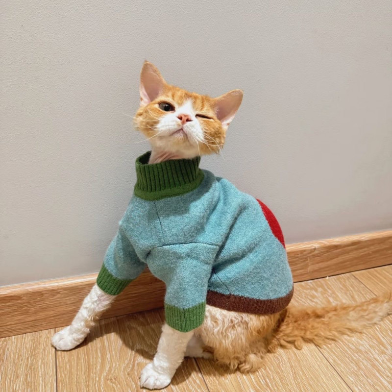 고양이 가을 겨울 니트 스웨터 귀여운 반려동물 옷 따뜻한 실내복 - 상세 이미지 2