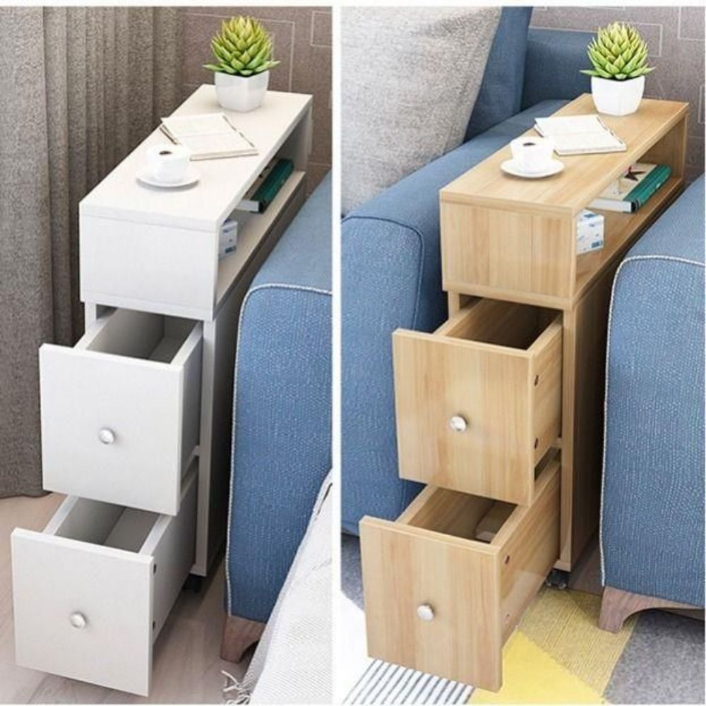 거실 틈새 20cm 수납장 얇은 폭좁은수납장 3단 20x60x65 휠 더블 서랍 연호 - 상품 이미지