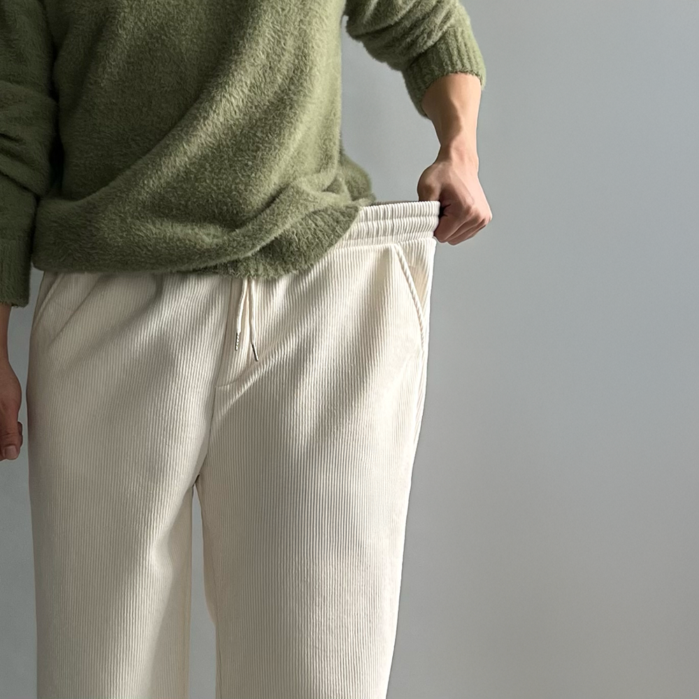 1+1 남자골덴바지 남자코듀로이팬츠 밴딩기모바지 - 상세 이미지 3