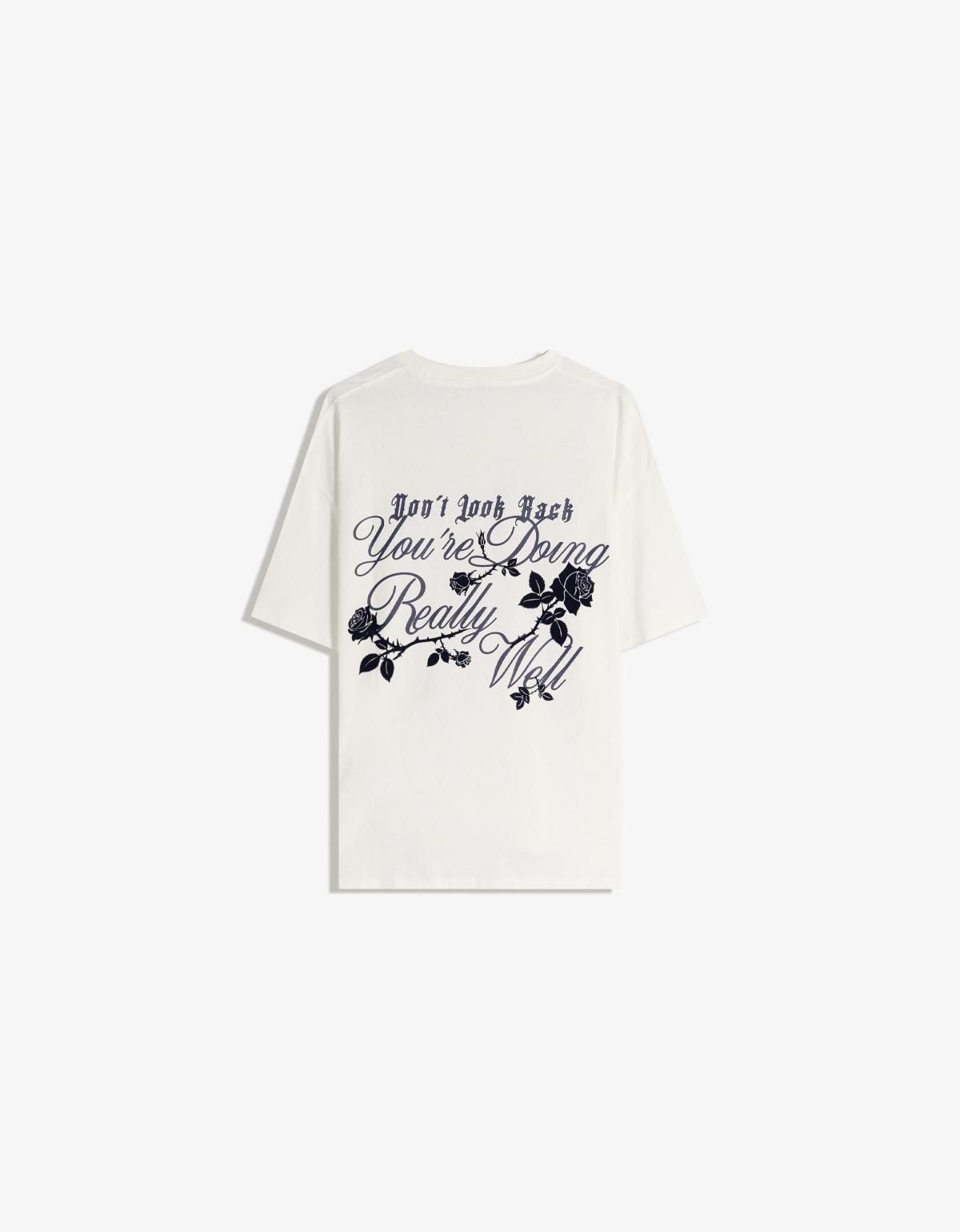 버쉬카 프린트 루즈핏 반팔 티셔츠 7653/360 OFF WHITE - 상품 이미지