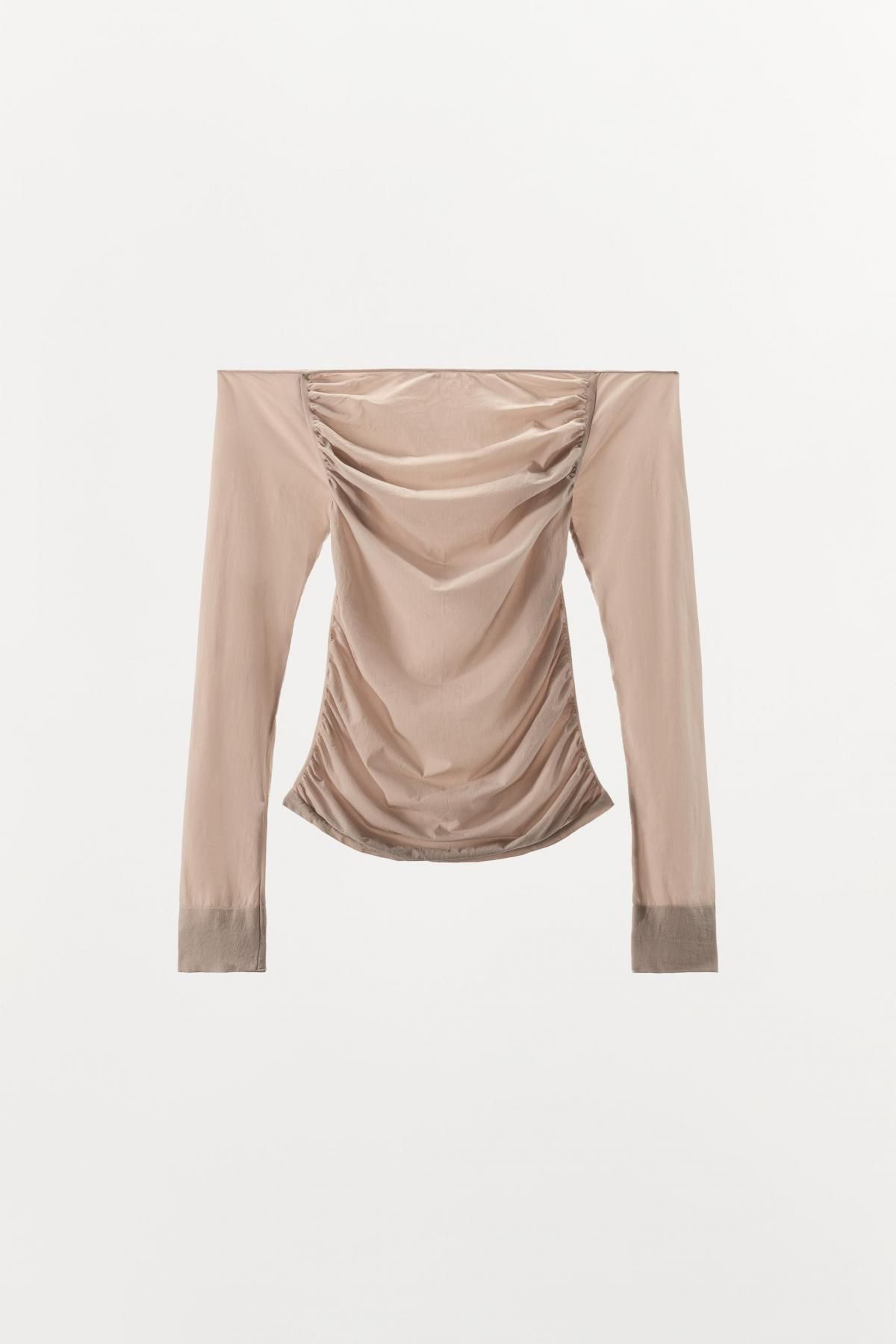 자라 시스루 오프숄더 긴팔 탑 5919/628 BEIGE-PINK - 상품 이미지