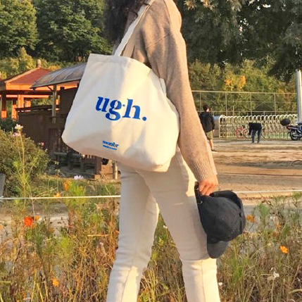 레터링 캔버스에코백 대형 데일리 에코가방 빅숄더백 여성 남자 학생 면 천가방 장바구니 - 상세 이미지 3