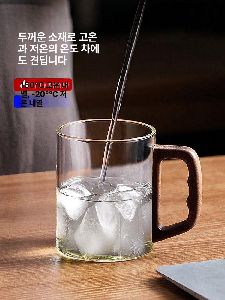 티 유리 추억 컵수집가 옛날컵 복고풍인테리어 예쁜 스타일 차주전자 빈티지 소품 스모크그레이 우드 컵 400ml 200ml~400ml - 상세 이미지 4