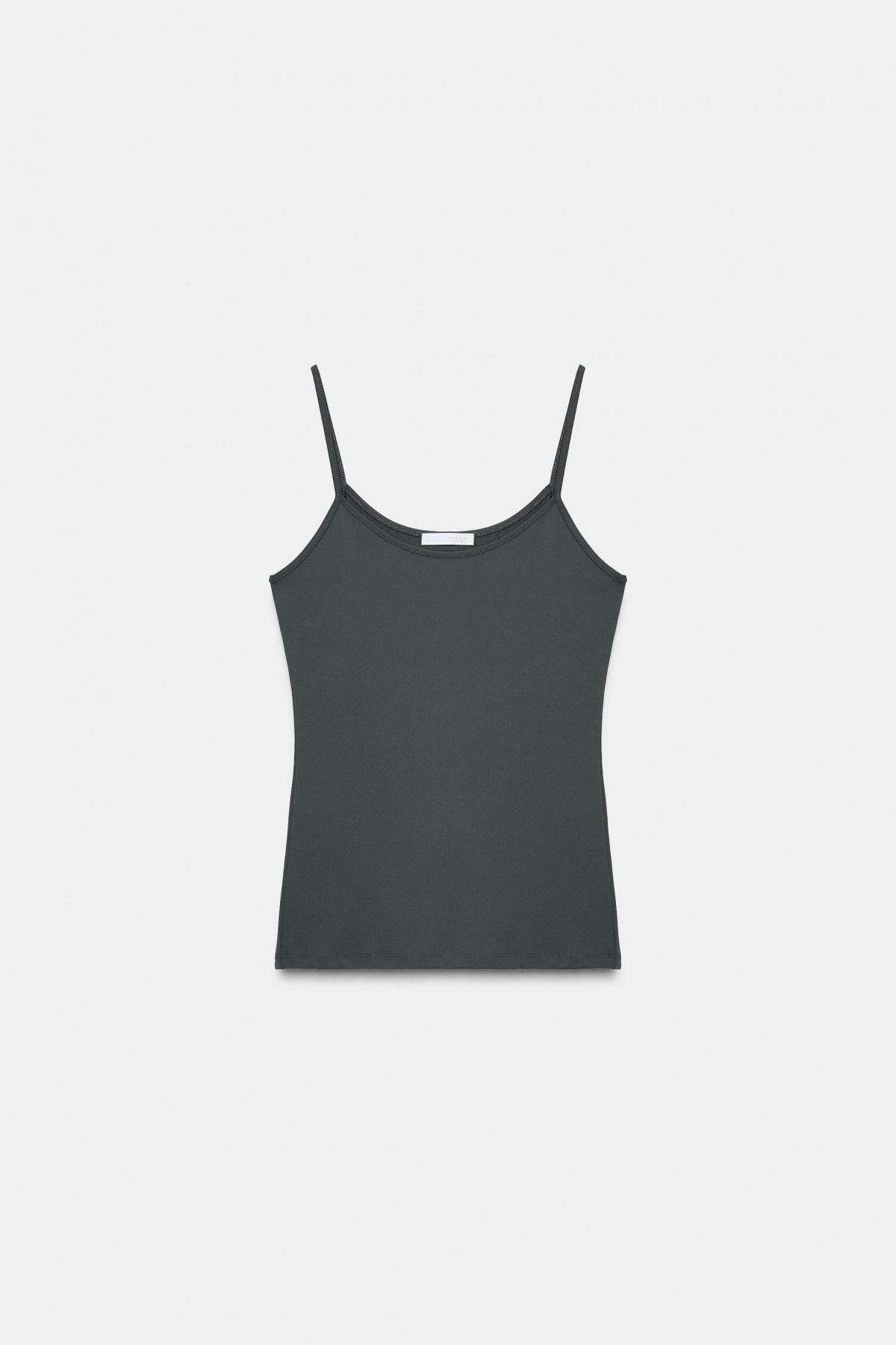 자라 폴리아미드 슬림핏 스트랩 탑 3905/532 GREY GREEN - 메인 이미지