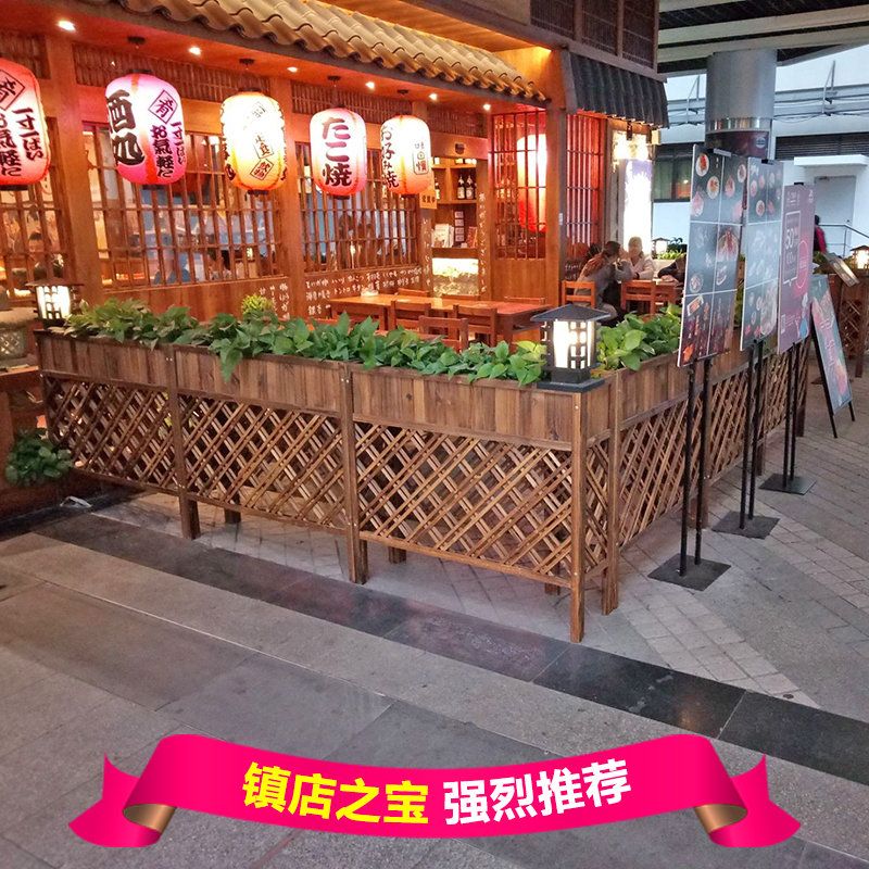 야외 테라스 조경 원목 가벽 펜스 인테리어 장식 파티션 탄화 80 x 25 x 90cm - 상세 이미지 2