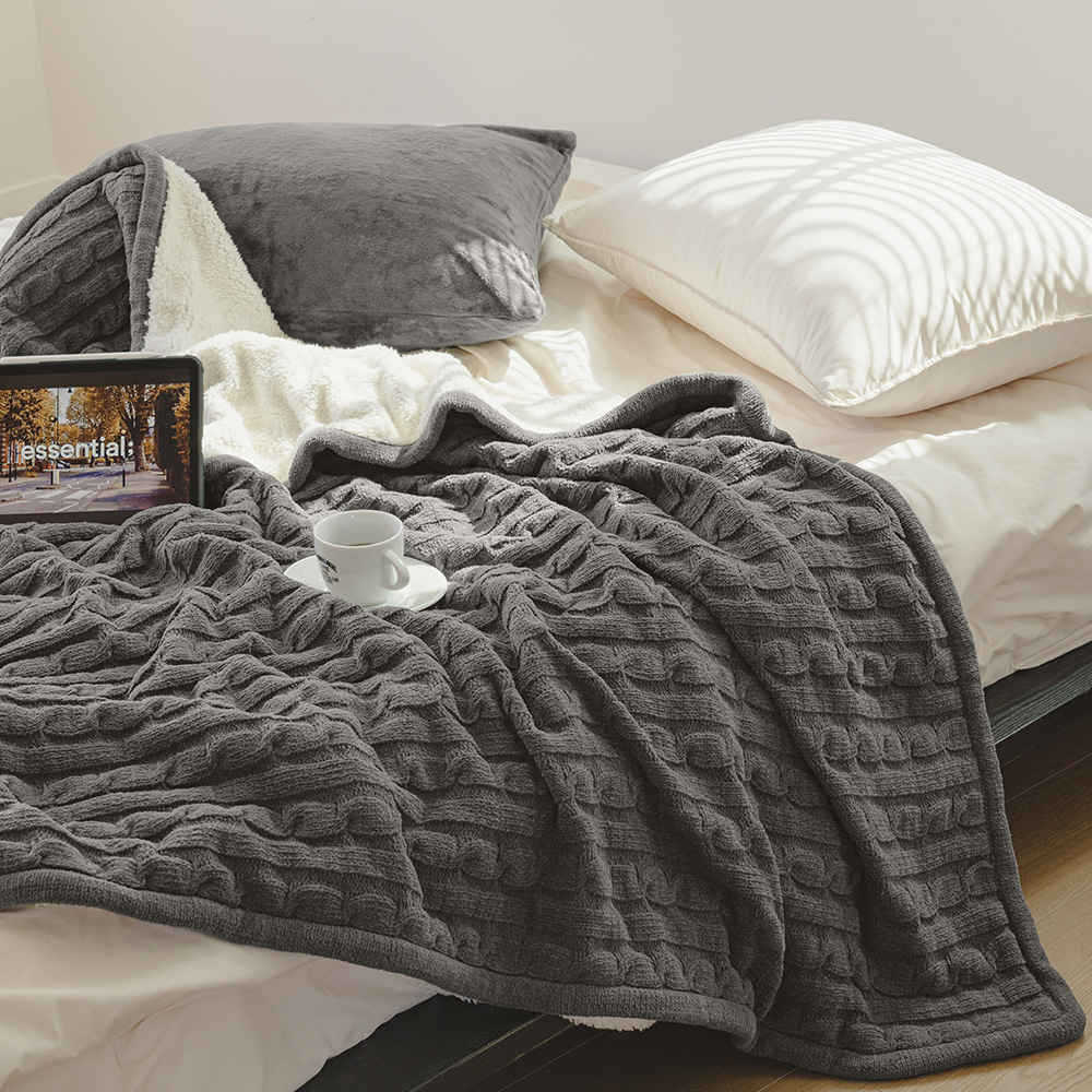 바자르 셔닐사 프리미엄 데일리 니트 양모 이불 극세사 대형 쇼파 담요 블랭킷