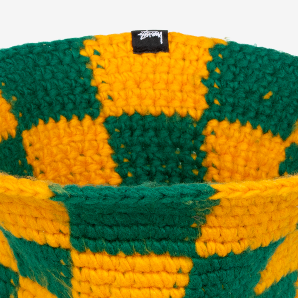 스투시 CHECKER KNIT BUCKET HAT 버킷햇 1321172-EVERGREEN