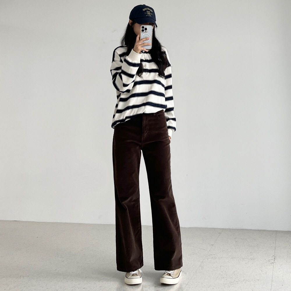 코듀로이팬츠 여성 부츠컷 골덴바지 여성 가을 겨울 스판 키작녀바지 온핏골덴팬츠 - 상세 이미지 3