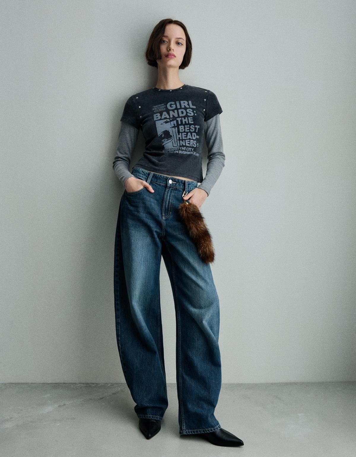 버쉬카 빈티지 그래픽 스터드 반팔 티셔츠 7843/218 DARK GREY - 상세 이미지 4