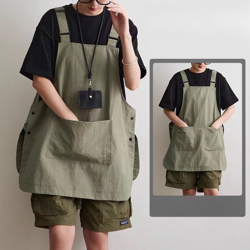 숏앞치마 작업복 작업 앞치마 주방 에이프런 미용사 바리스타 피부관리사 아미 그린 65cm - 상세 이미지 2