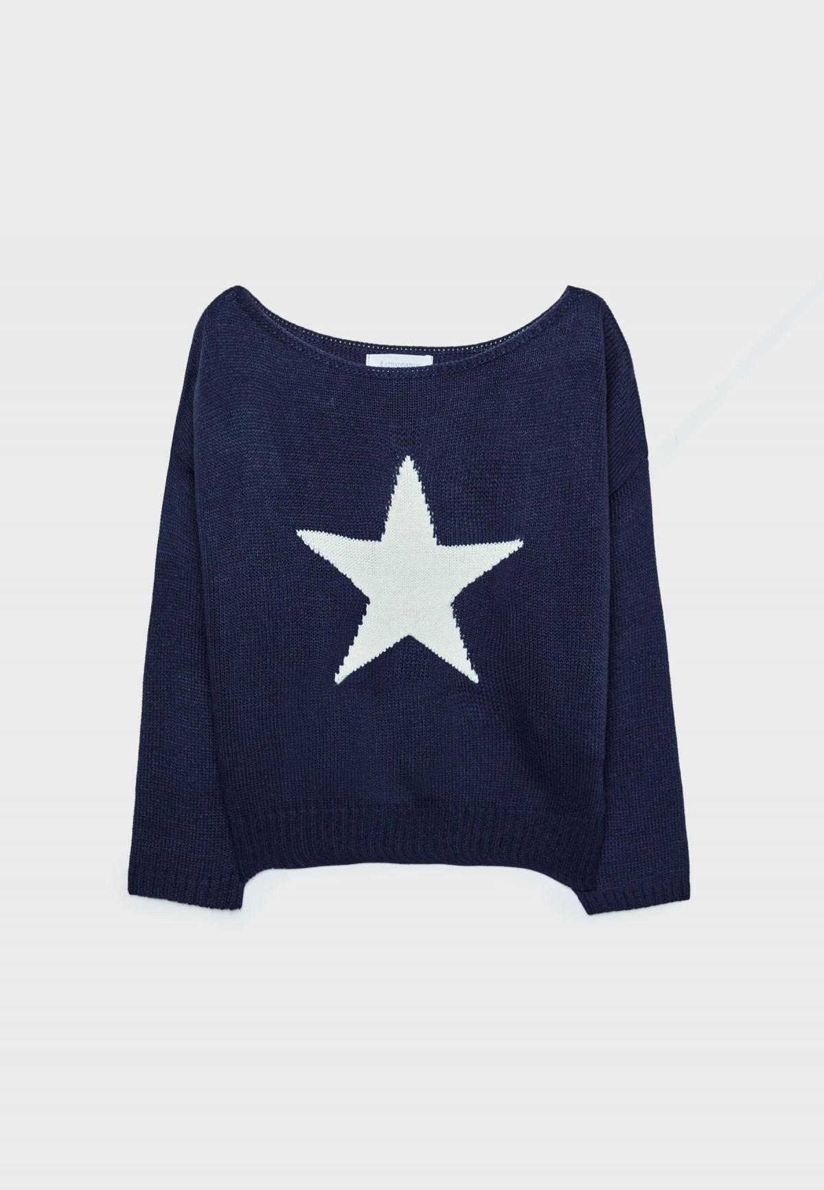 스트라디바리우스 스타 오프숄더 니트 스웨터 5146/991 NAVY BLUE - 상품 이미지