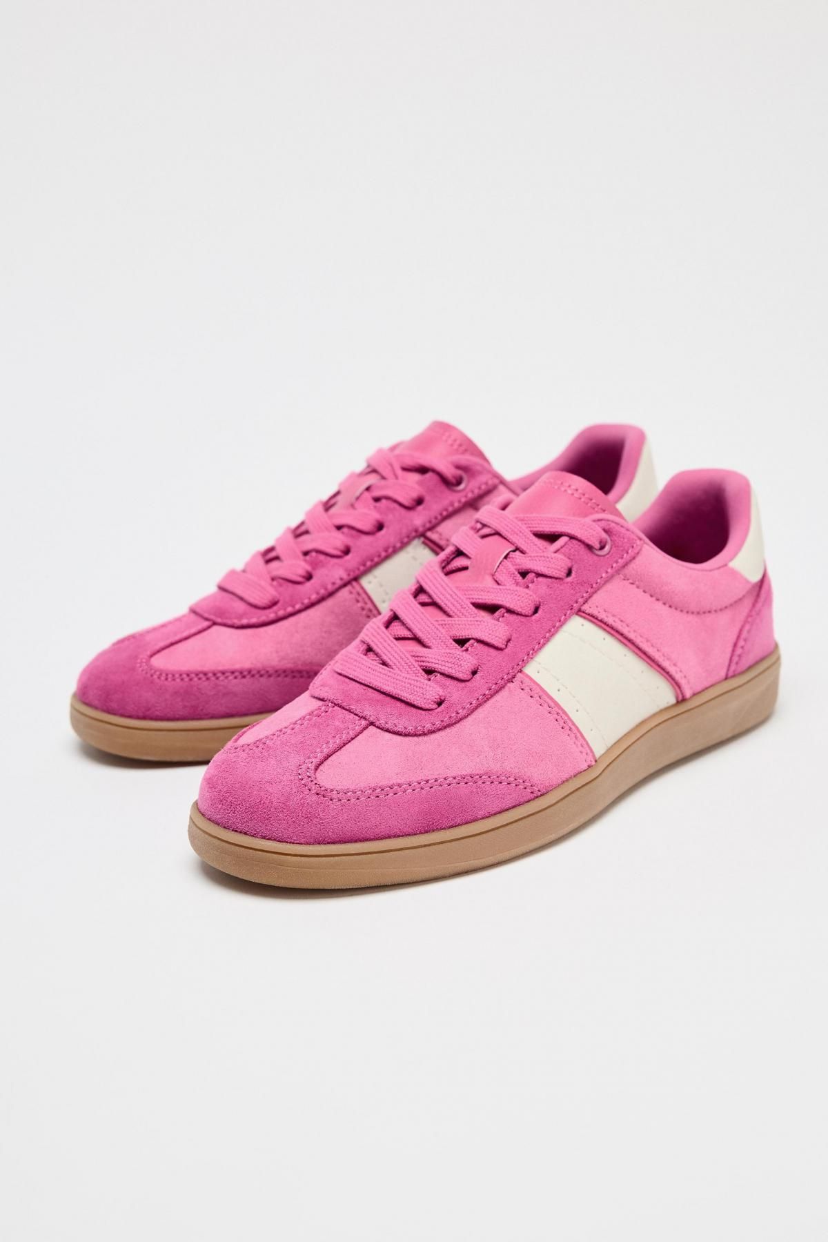 자라 컬러블록 레더룩 로우탑 스니커즈 5466/510 FUCHSIA - 상세 이미지 5