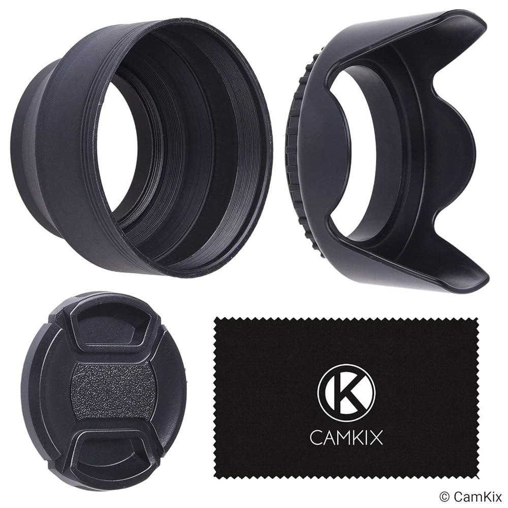 72mm 카메라 렌즈 후드 2개와 캡 1개 세트 - 고무(붕괴 가능) + 튤립 꽃 햇빛 가리개 / 방패 플레어와 눈부심 감소 과도한 차단으로 사진 및 동영상 촬영 강화 67mm - 상품 이미지