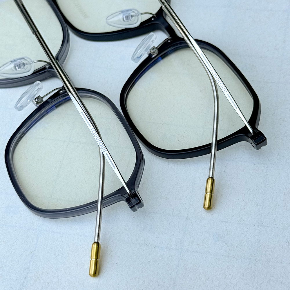 로우로우 R EYE 271 GR 투명 그레이 실버 다각 티타늄 콤비 가벼운 코받침 안경 - 상세 이미지 4