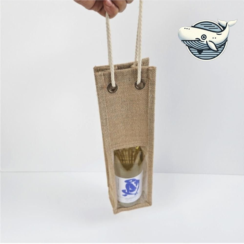 세련된 황마 와인 운반 가방 투명 쇼핑백 와인 - 상품 이미지