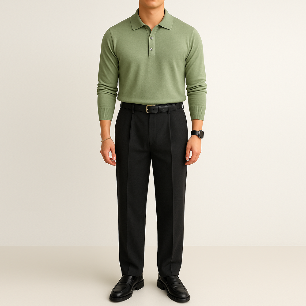세탁가능 남자카라니트 폴로 PK 머슬핏 가을 워셔블 니트 올리브, L 95-100 - 상세 이미지 4