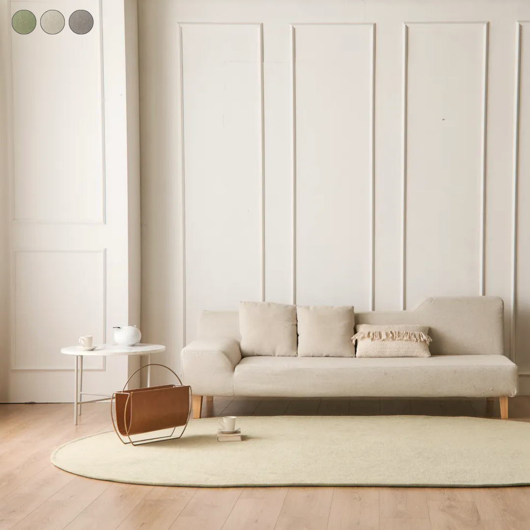 짜임좋은 거실러그 방수 워셔블 대형 카페트 주문제작 올리브그린, 타원)150x225cm