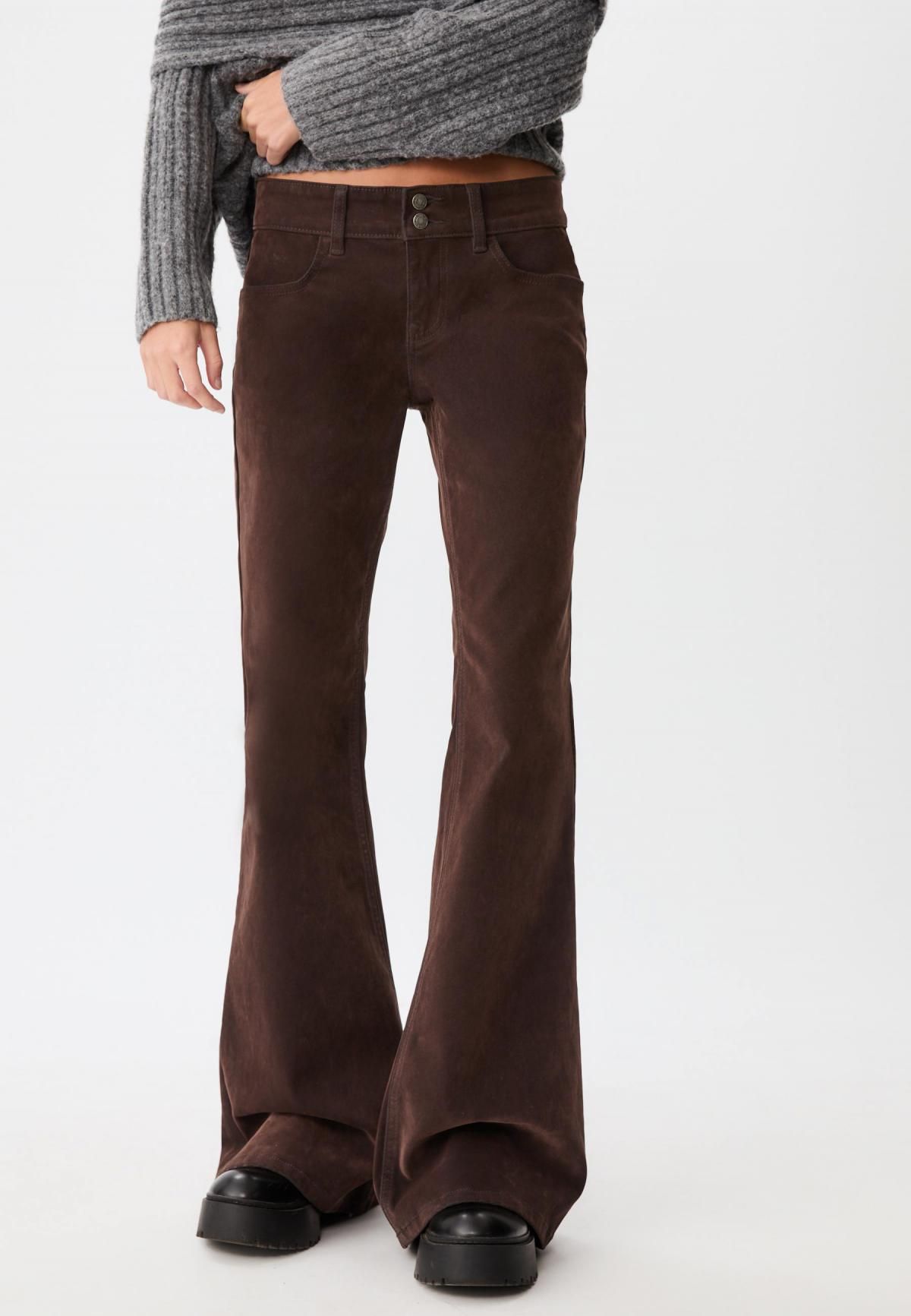 스트라디바리우스 벨벳 플레어 부츠컷 팬츠 8300/206 BROWN - 상품 이미지