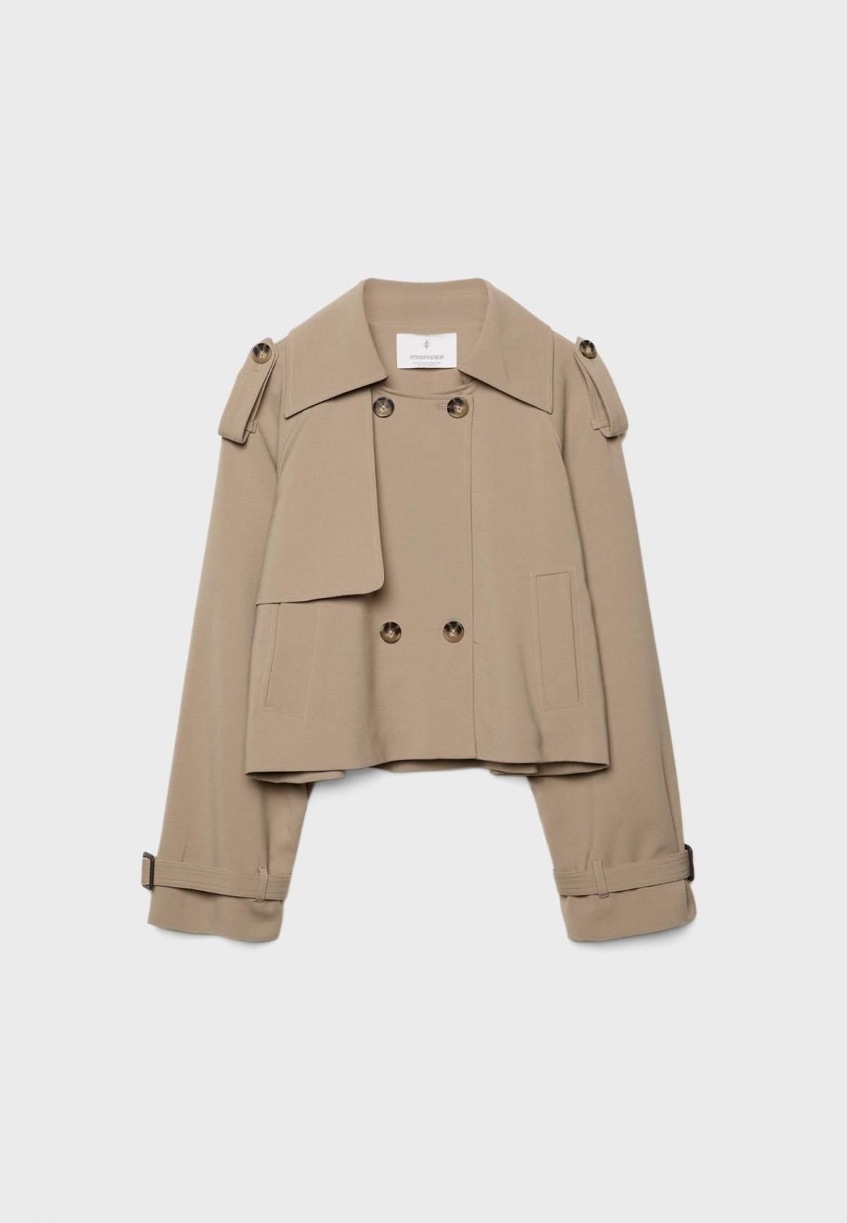 스트라디바리우스 테크니컬 크롭 더블 트렌치코트 5774/647 KHAKI - 메인 이미지