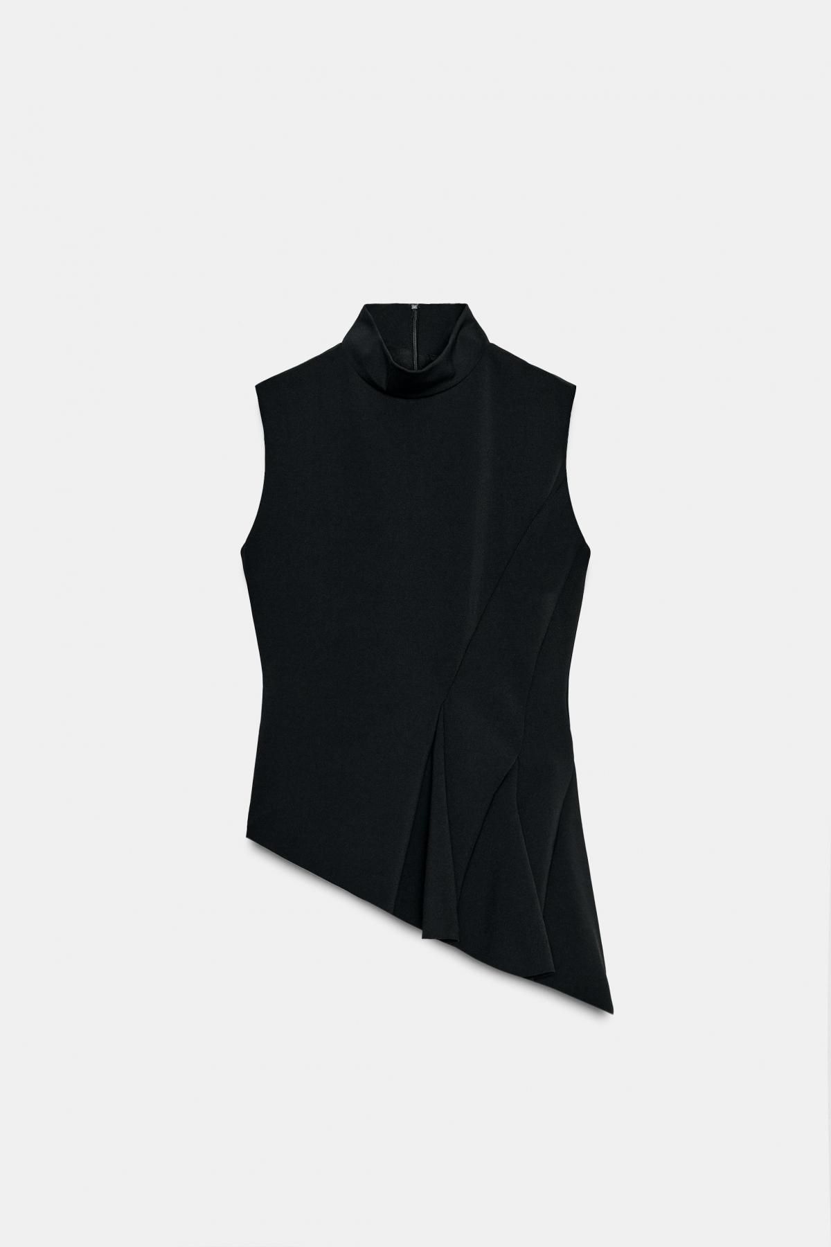 자라 모던 하이넥 슬리브리스 페플럼 탑 5584/454 BLACK - 메인 이미지