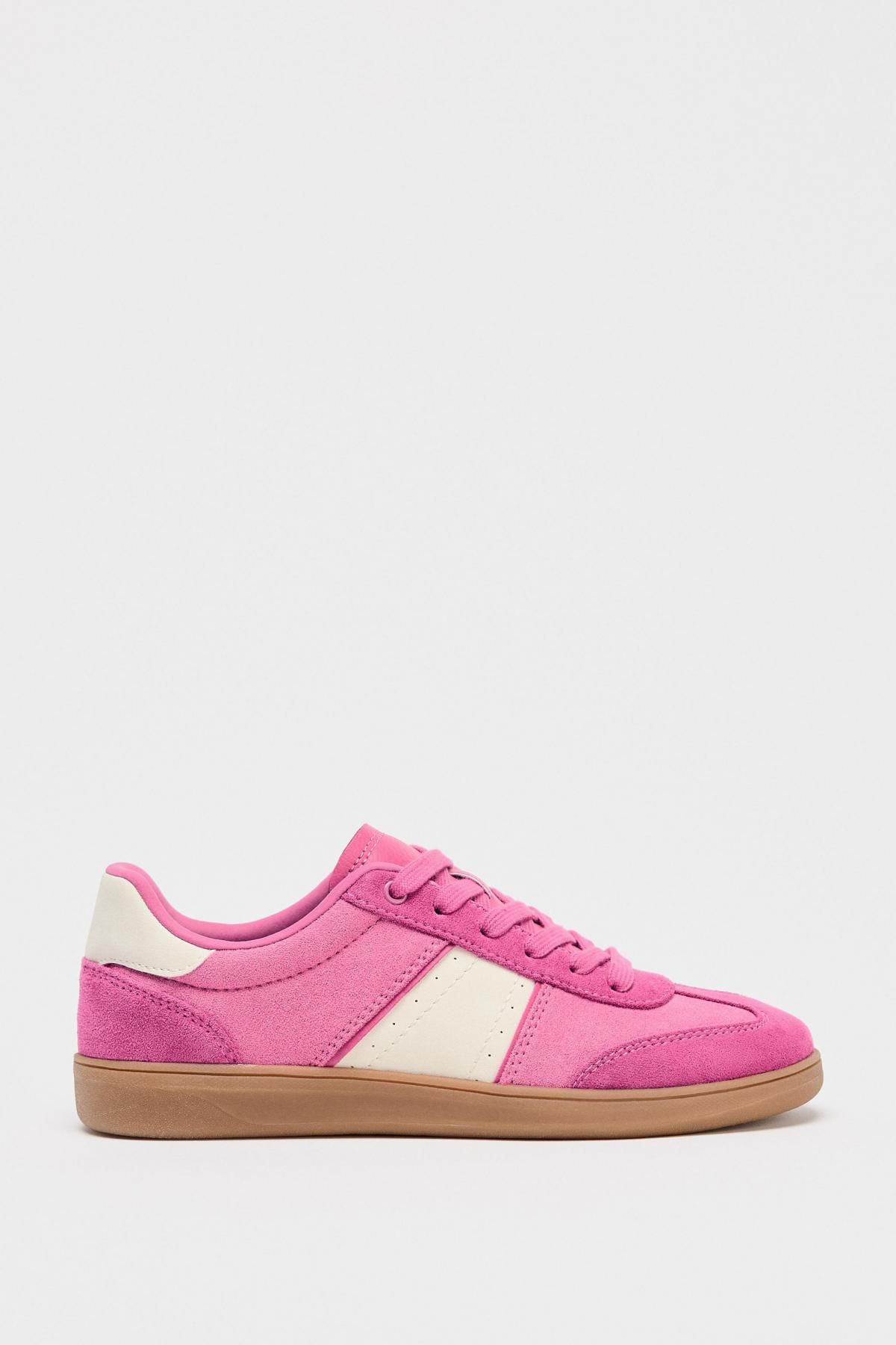자라 컬러블록 레더룩 로우탑 스니커즈 5466/510 FUCHSIA - 메인 이미지