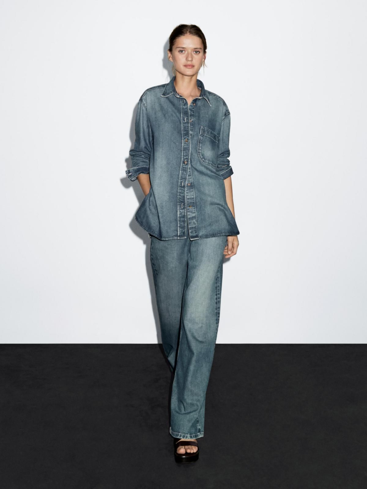마시모두띠 오버핏 와이드 포켓 데님 셔츠 5128/628 LIGHT BLUE - 상세 이미지 2