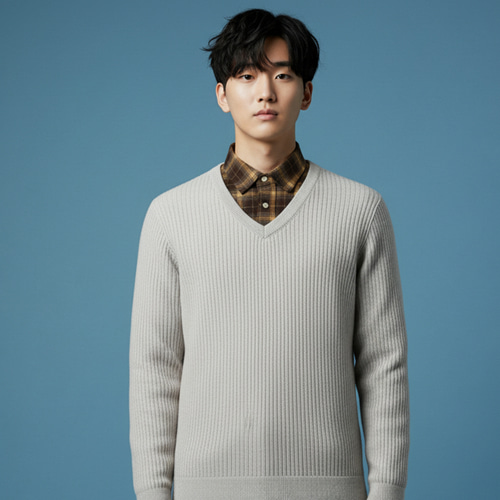 조이마담 MT50011 체크셔츠 레이어드 속기모 니트 티셔츠 중년남성의류 아빠옷 - 상세 이미지 2