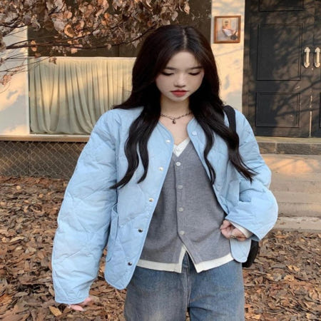 패딩 경량자켓 패턴 여자 물방울 퀼팅 겨울 점퍼 여성 캐주얼롱패딩