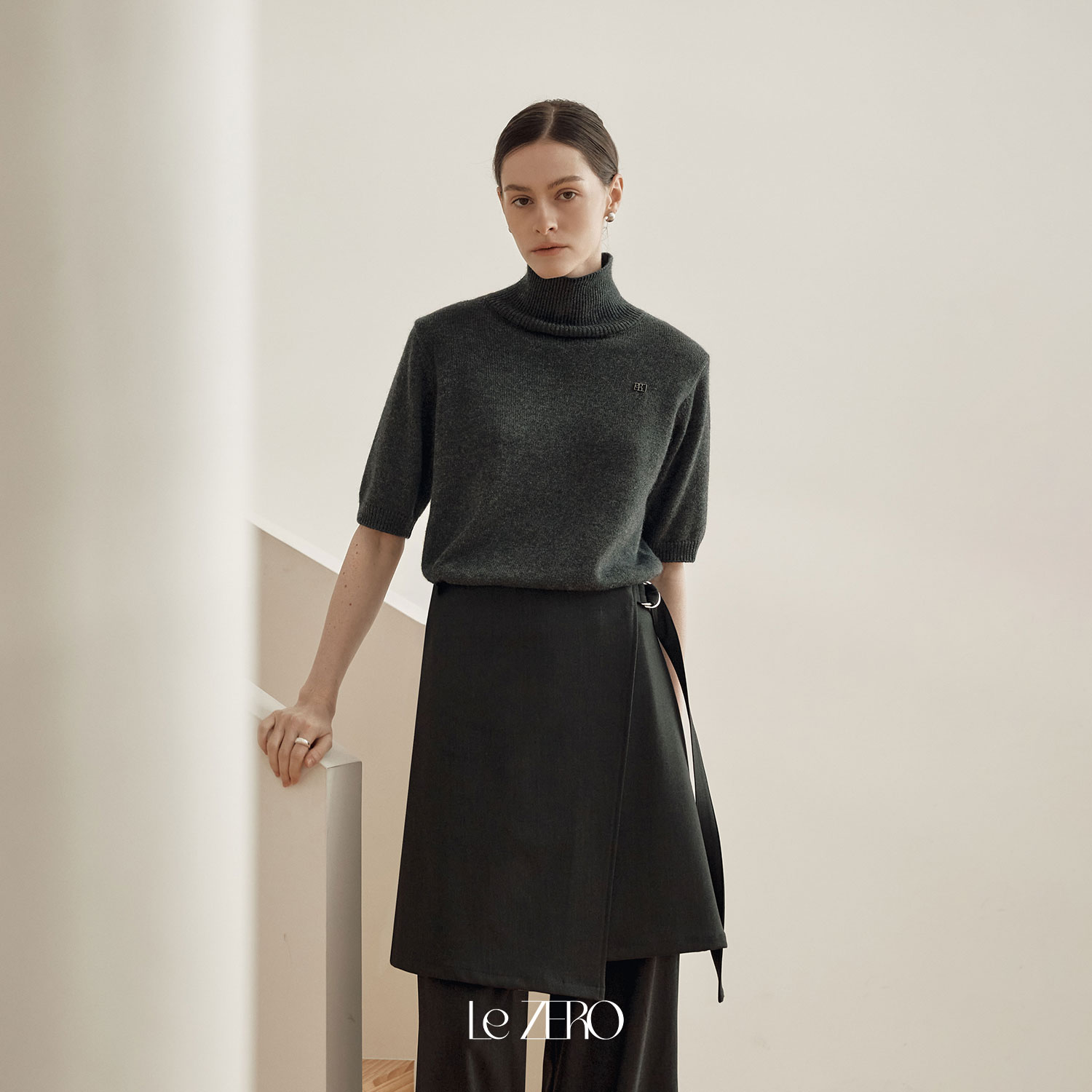 [제로스트릿] 르제로 랩 스커트 LeZERO WRAP SKIRT / CHARCOAL - 상세 이미지 2