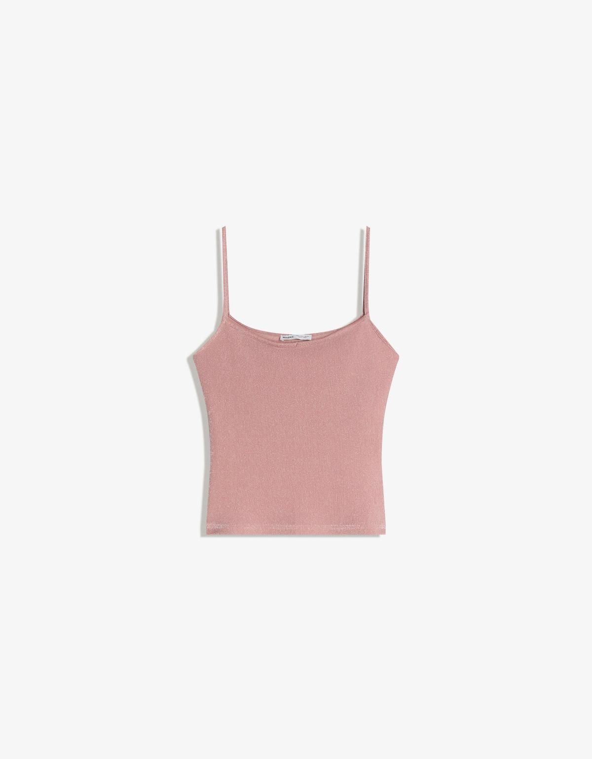 버쉬카 메탈릭 얀 스트랩 민소매 탑 8903/326 PINK - 상품 이미지
