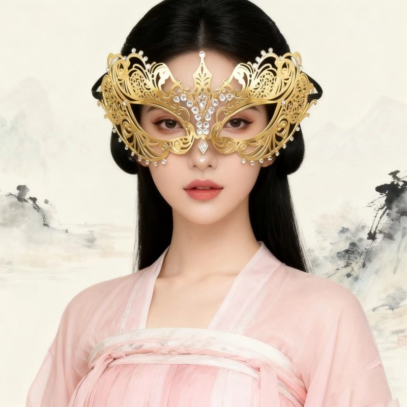 오페라 마스크 할로윈 코스튬 무도회 분장 베네치안 프린세스 플러스 여자 소품 고급 공주 - 상세 이미지 5