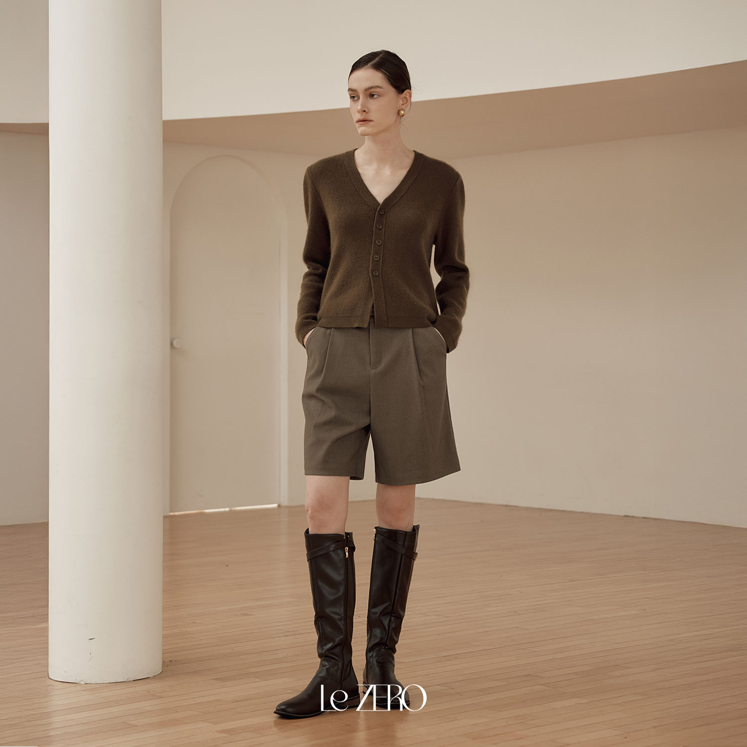 [제로스트릿] 르제로 벨트 버뮤다 팬츠 LeZERO BELT BERMUDA PANTS / BROWN - 상세 이미지 3