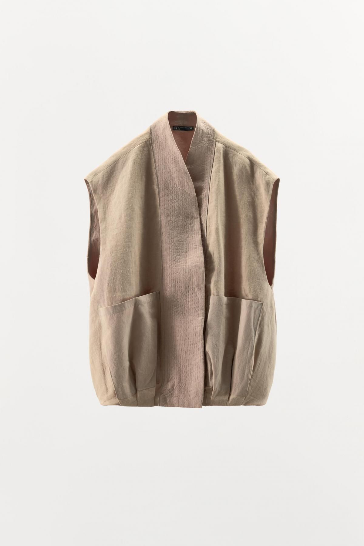 자라 린넨 콘트라스트 베스트 9060/826 BEIGE - 상품 이미지
