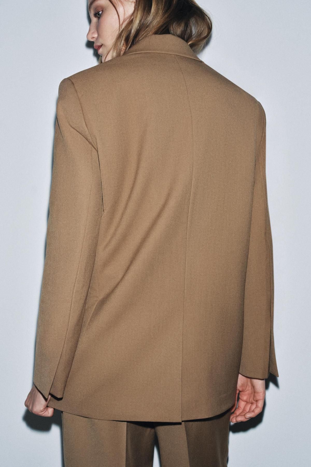 자라 베이지 오버사이즈 테일러드 블레이저 7522/275 CARAMEL - 상세 이미지 4