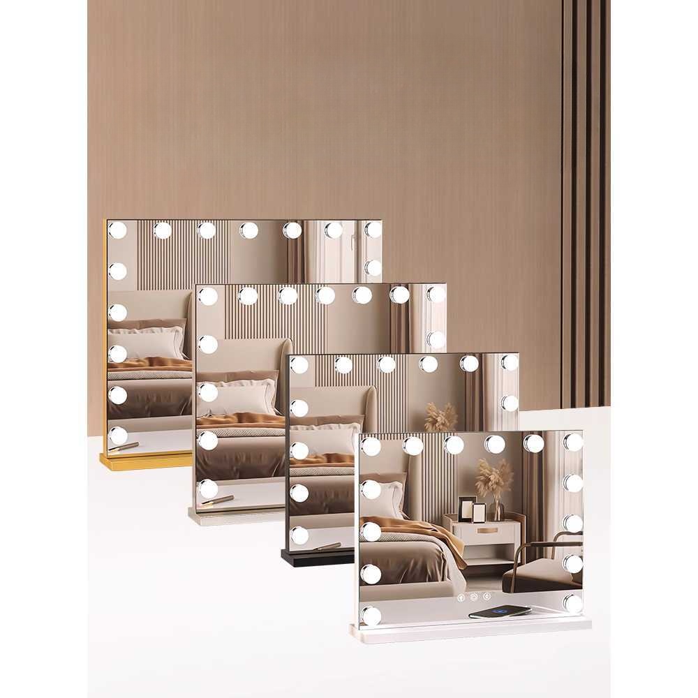 LED 조명거울 화장대용 공주 전구 메이크업 탁상 미러 수평 블랙 + 60x52cm 전구 - 상세 이미지 4