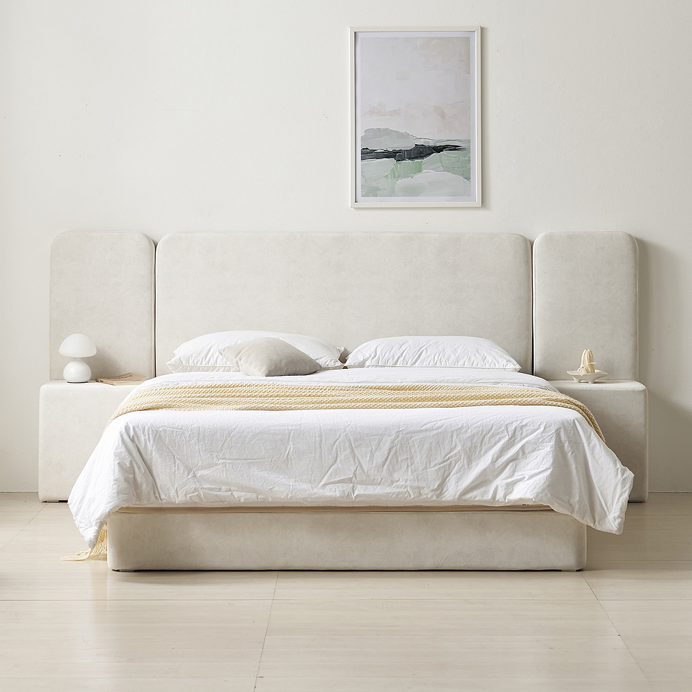 베이론 호텔식 좁은방 신혼 부부 패브릭 호텔 침대프레임 S(싱글), 소프트베이지