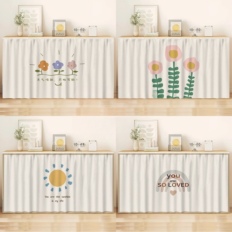 붙이는 옷장 수납장 가리개 책장 광목 찍찍이 주방 바란스 가림막 세탁실 커튼 A 70x40 - 상세 이미지 3